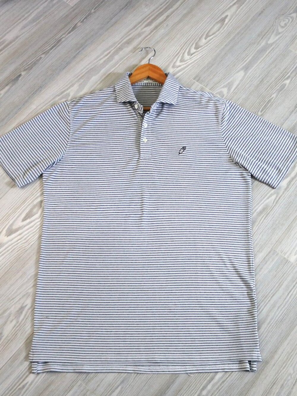 Holderness & Bourne Men's Gray Striped Performance 'THE MAXWELL' Golf Polo Shirt